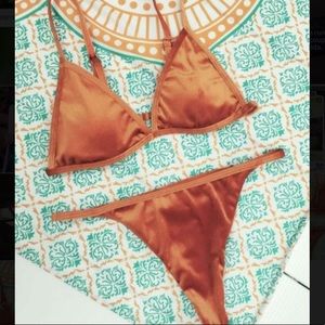 Velvet thong bikini set